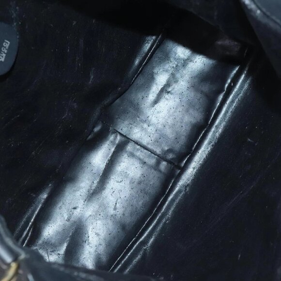 GUCCI Bamboo Hand Bag Suede 2way Black Gold 001 123 1577 Auth 93210 - Picture 10 of 14